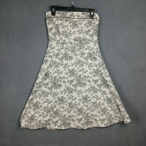 Just Choon Strapless A Line Dress Women 5 White Floral Cotton Stretch Party Wear